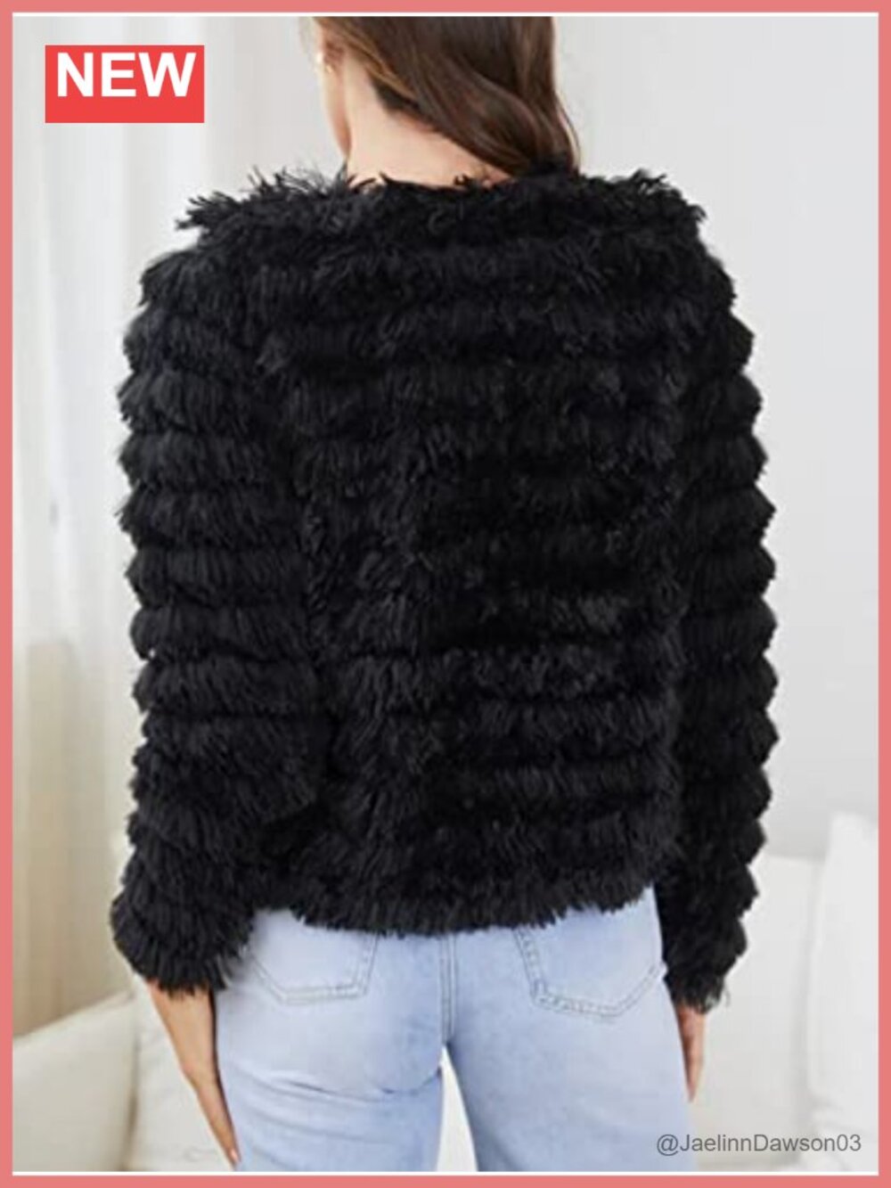 Womens Faux Fur Open Front Cardigan Shaggy Vintage Parka Coat - Picture 4 of 6